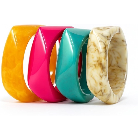 New! “Vibes” Chunky Acrylic Bangle Set (1045)